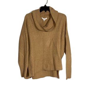 Women’s Time and Tru Oversized Cowl Neck Sweater, Tan, Size XL